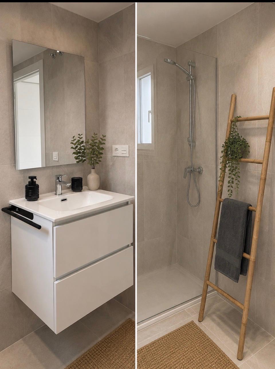 Badkamer met inloopdouche en lavabo