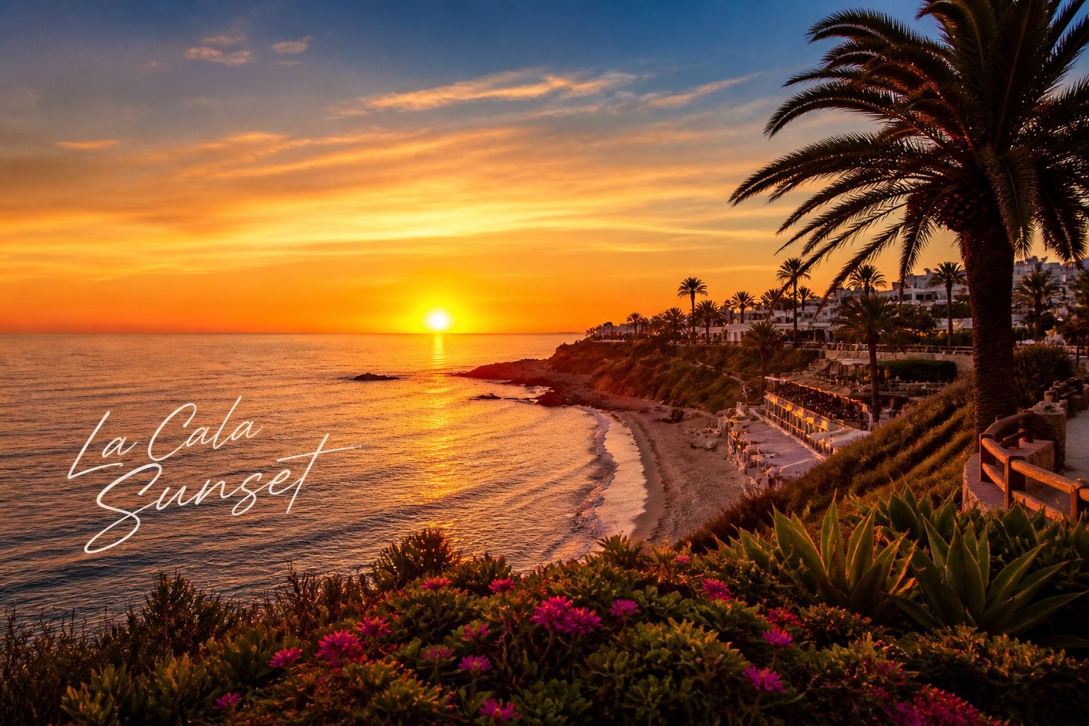 Zonsondergang boven het strand van La Cala de Mijas
